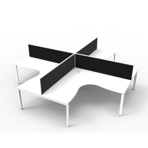 Deluxe Profile Leg Corner Workstation With Grey Screen White Frame White Top [Size: 1500mm x 1500mm x 700mm]