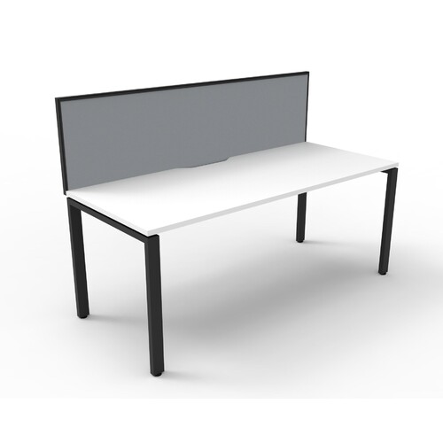Deluxe Profile Leg 1 Person Single Sided Workstation With Screen Black Frame White Top [Screen Colour: Black] [size: 1800mm W x 780mm D x 730mm H]