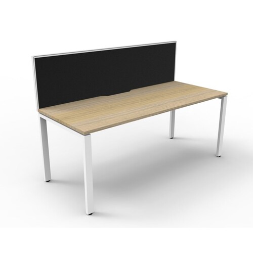 Deluxe Profile Leg 1 Person Single Sided Workstation With Screen White Frame Natural Oak Top [Screen Colour: Grey] [size: 1800mm W x 780mm D x 730mm H