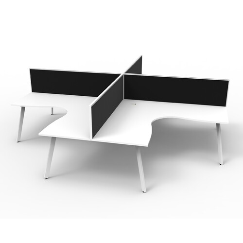 Eternity Corner Workstation With Grey Screen White Frame White Top [Size: 1500mm x 1500mm x 700mm]