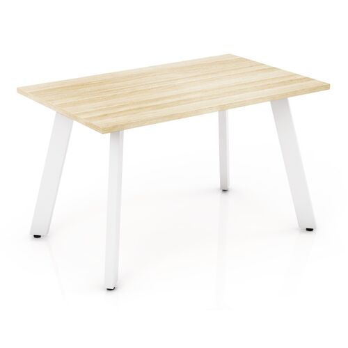 Flare Rectangular Meeting Table – White Frame – New Oak – 1200 × 750mm