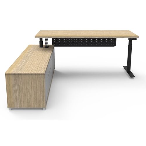 Halo+ Executive Desk & Cabinet 1800 x 750mm - Natural Oak/Black - Left Cabinet - With Modesty Panel