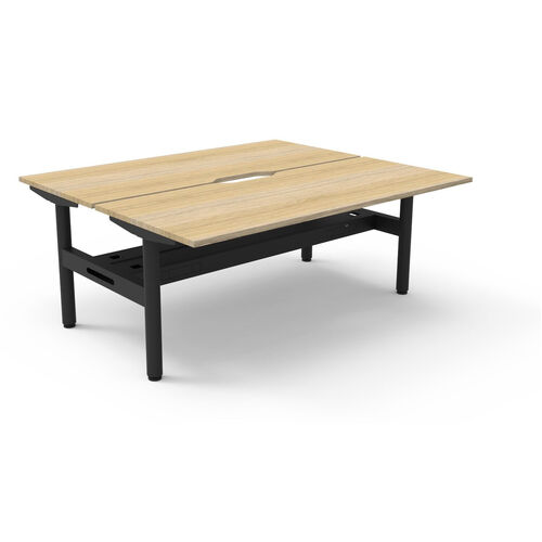Halo Back-to-Back Desk - 1200x750 - Natural Oak/Black - With Cable Tray