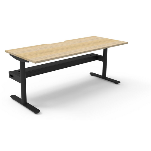Halo Static Desk - 1200x750 - Natural Oak/Black - With Cable Tray