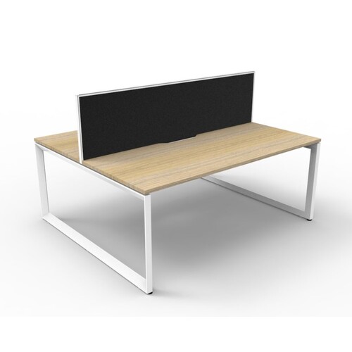 Deluxe Rapid Infinity 2 Person Double Sided Workstation With Screen White Frame Natural Oak Top [size: 1200mm W x 1530mm D x 1200mm H] [Screen Colour: