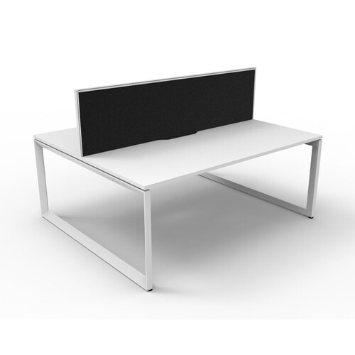 Deluxe Rapid Infinity 2 Person Double Sided Workstation With Grey Screen White Frame White Top [size:  1800mm W x 1530mm D x 1200mm H]