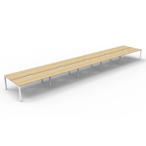 Deluxe Rapid Infinity 10 Person Double Sided Workstation White Frame Natural Oak Top [size: 9000mm W x 1530mm D x 730mm]
