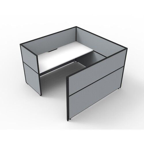 SHUSH30 1 Person Cubicle Grey Screen White Top [Top: 1800mm W x 750mm D x 25mm T, Screen Height: 1200mm Tall]