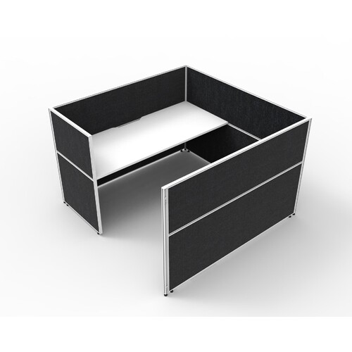 SHUSH30 1 Person Cubicle Black Screen White Top [Top: 1800mm W x 750mm D x 25mm T, Screen Height: 1200mm Tall]