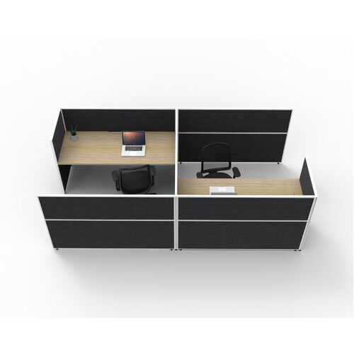 SHUSH30 2 Person Office Cubicle Black Screen Natural Oak Top [Screen Height: 1500mm] [size: 1200mm W x 750mm D x 25mm T]