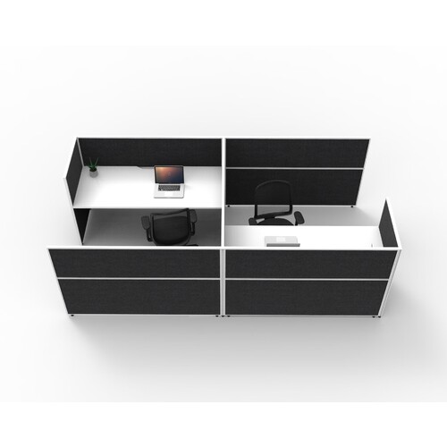SHUSH30 2 Person Office Cubicle Black Screen White Top [size: 1200mm W x 750mm D x 25mm T] [Screen Height: 1200 mm]