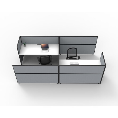 SHUSH30 2 Person Office Cubicle Grey Screen White Top [Screen Height: 1200mm] [size: 1800mm W x 750mm D x 25mm T]