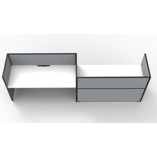 SHUSH30 2 Person S Shape Cubicle Grey Screen White Top [size: 1200mm W x 750mm D x 25mm T]