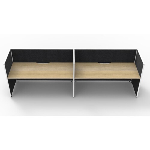 SHUSH30 2 Person Side by Side Cubicle Black Screen Natural Oak Top [size: 1200mm W x 750mm D x 25mm T] [Screen Height: 1200mm]