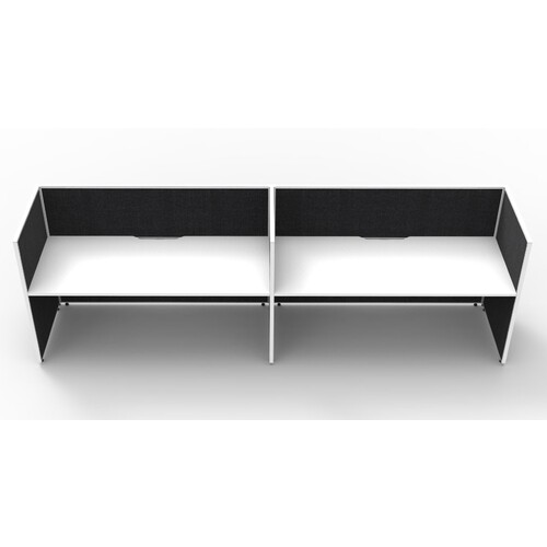SHUSH30 2 Person Side by Side Cubicle Black Screen White Top [size: 1200mm W x 750mm D x 25mm T]