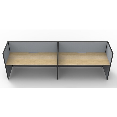 SHUSH30 2 Person Side by Side Cubicle Grey Screen Natural Oak Top [Screen Height: 1500mm] [size: 1200mm W x 750mm D x 25mm T]