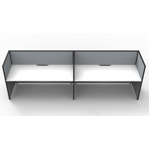 SHUSH30 2 Person Side by Side Cubicle Grey Screen White Top [Screen Height: 1500mm] [size: 1800mm W x 750mm D x 25mm T]