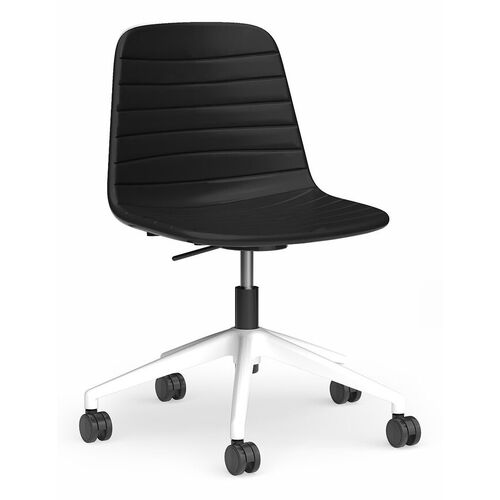 Sofia Gas Lift Chair with Tilt – White Castor Base – PU Upholstery – Black