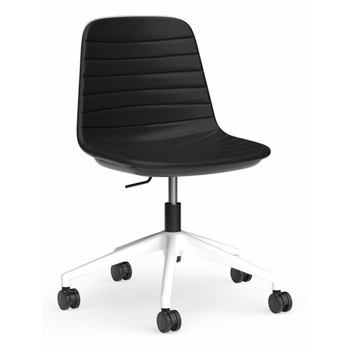 Sofia Gas Lift Chair – White Castor Base – PU Upholstery – Black
