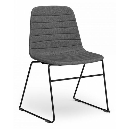 Sofia Sled Chair – Black Sled Base – Sunday Fabric – Pewter