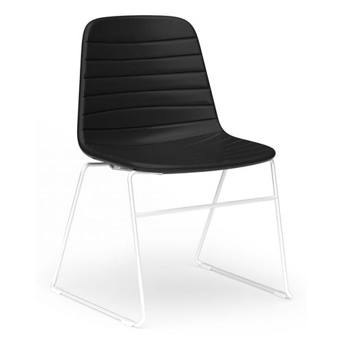 Sofia Sled Chair – White Sled Base – PU Upholstery – Black