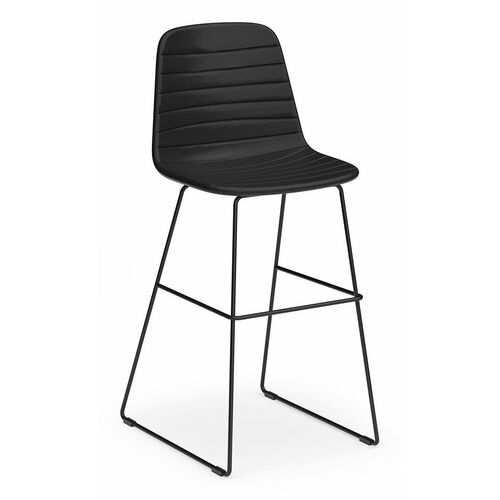 Sofia Barstool – Black Sled Base – PU Upholstery – Black