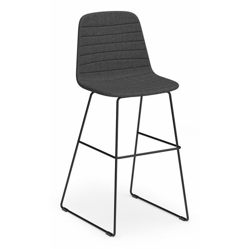 Sofia Barstool – Black Sled Base – Sunday Fabric – Pewter
