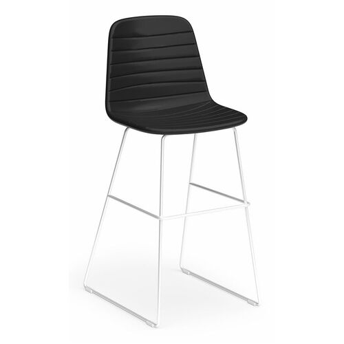 Sofia Barstool – White Sled Base – PU Upholstery – Black