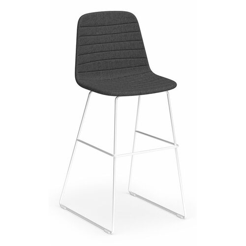 Sofia Barstool – White Sled Base – Sunday Fabric – Pewter